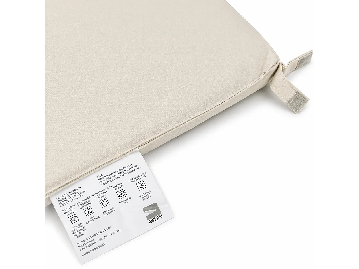 Tempo Style - Cuscino seduta per sedia 45x47cm con velcro in poliestere – Avorio