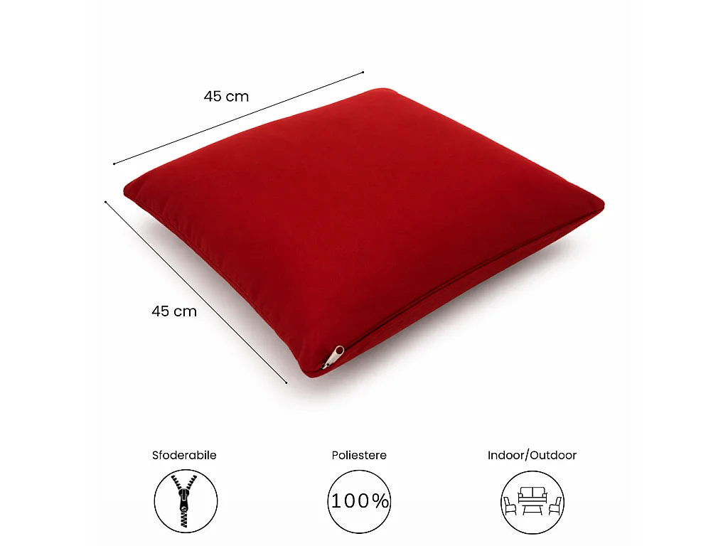 Tempo Style - Cuscino decorativo 45×45 cm Sfoderabile in poliestere – Bordeaux