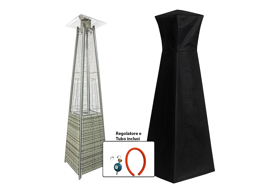 Tempo Style - Stufa a Gas Pyramid ( 5kW, 13kW) | Stufa da esterno Grigio Rattan