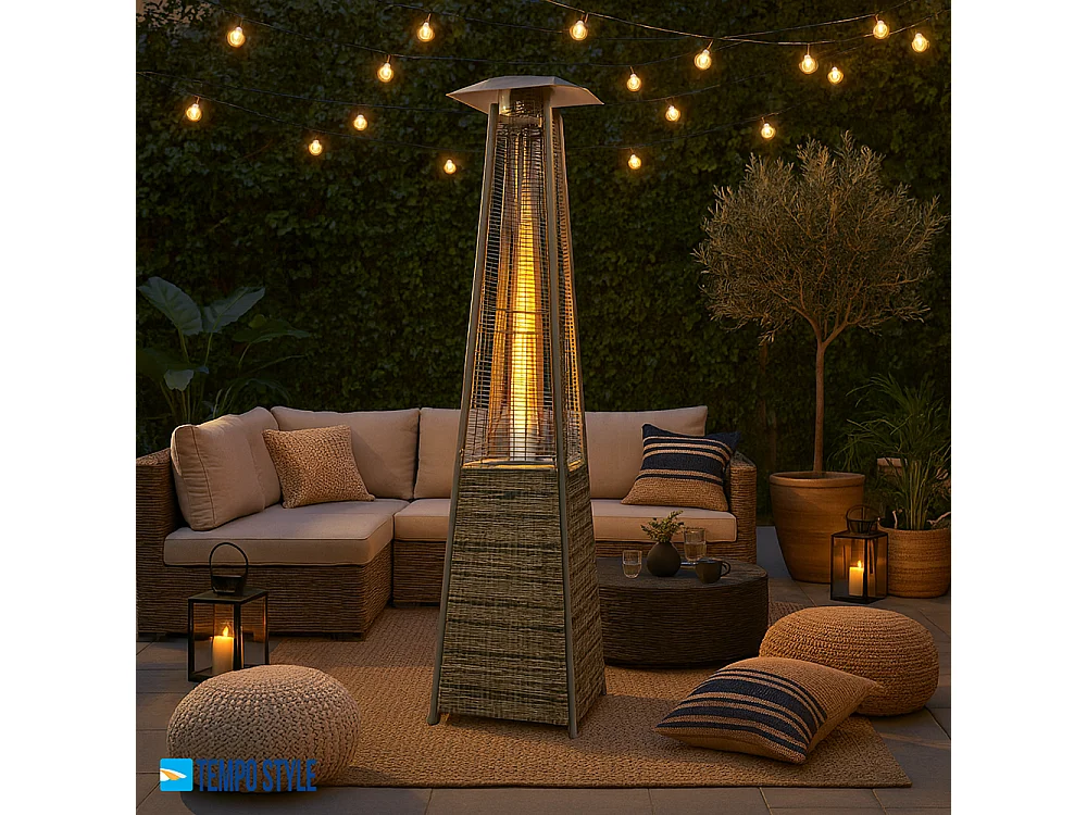 Tempo Style - Stufa a Gas Pyramid ( 5kW, 13kW) | Stufa da esterno Grigio Rattan