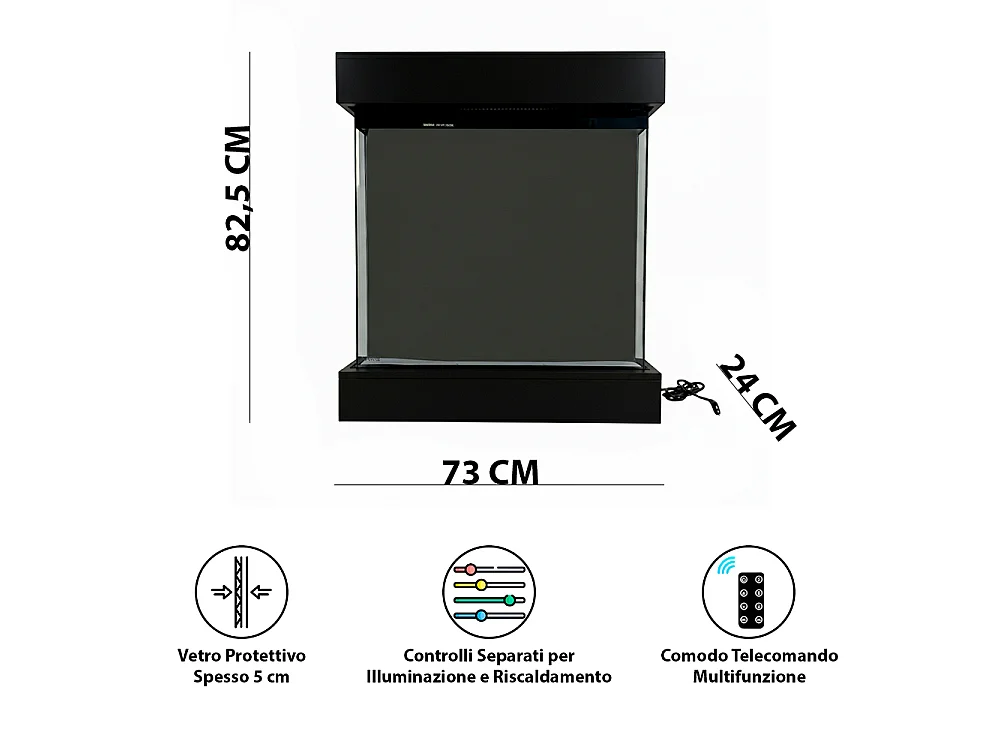 Tempo Style - Caminetto elettrico CALLIOPE Nero con Cassa Bluetooth integrata | Effetto fuoco reale 750 - 1.500 W