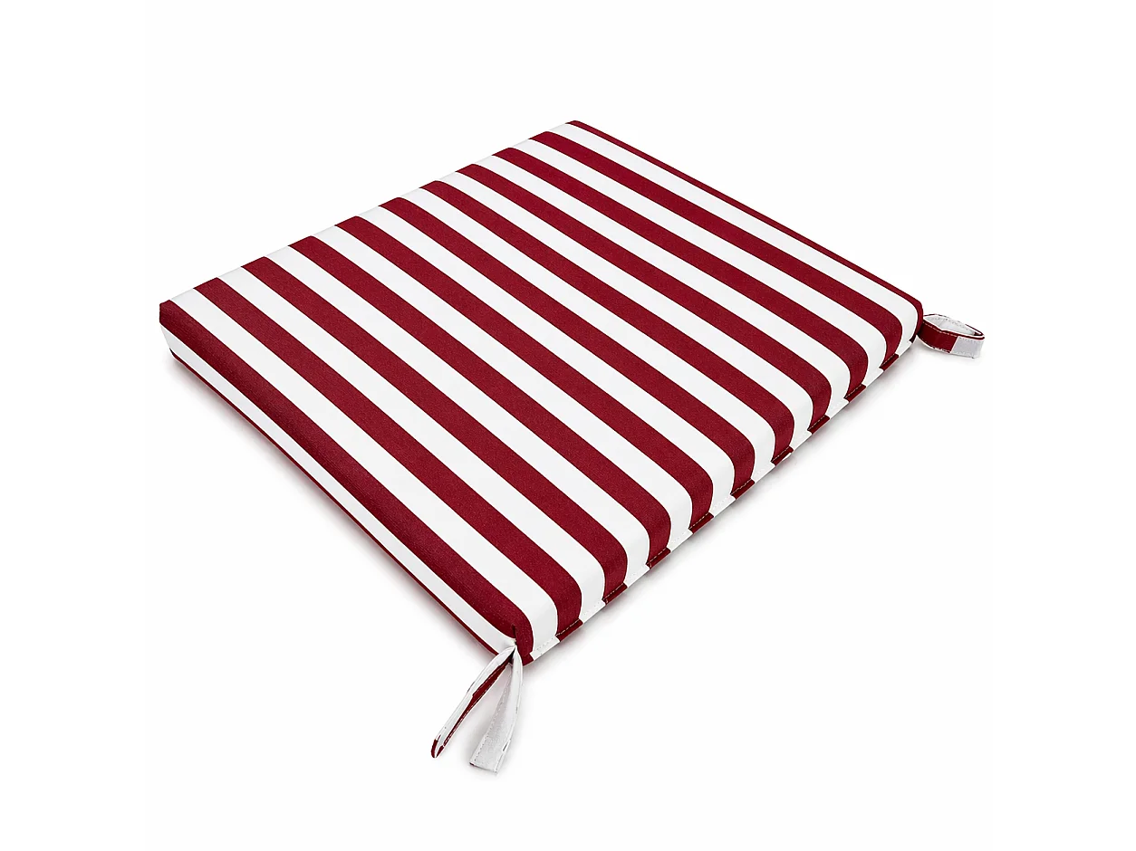 Tempo Style - Cuscino seduta per sedia 45x47cm con velcro in poliestere – Bordeaux/Bianco
