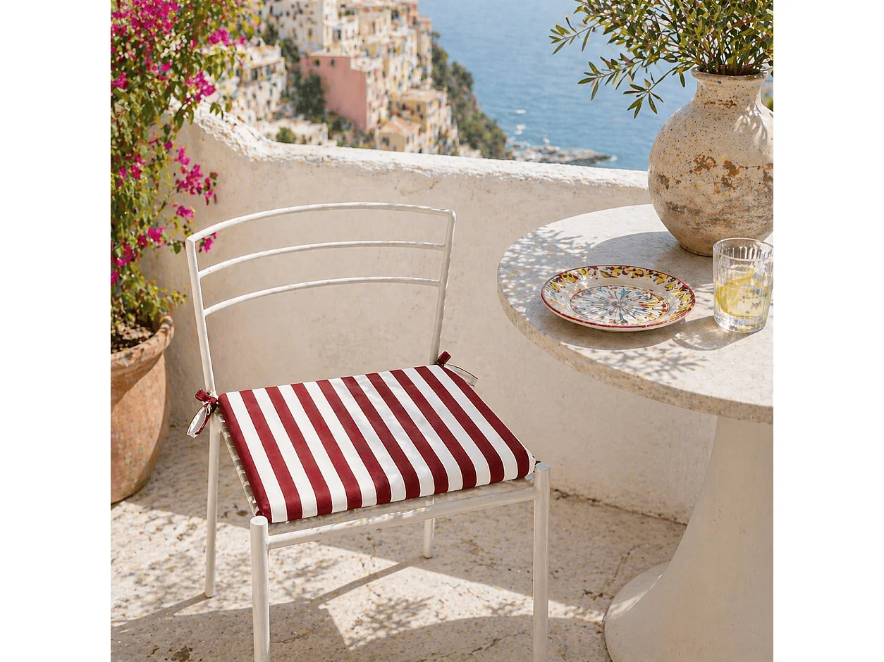 Tempo Style - Cuscino seduta per sedia 45x47cm con velcro in poliestere – Bordeaux/Bianco