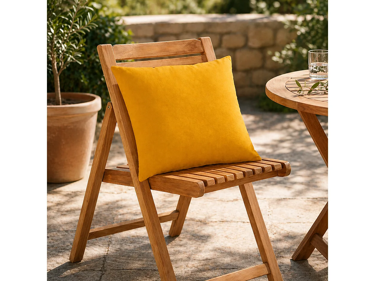 Tempo Style - Cuscino decorativo 45×45 cm Sfoderabile in poliestere – Giallo Ocra