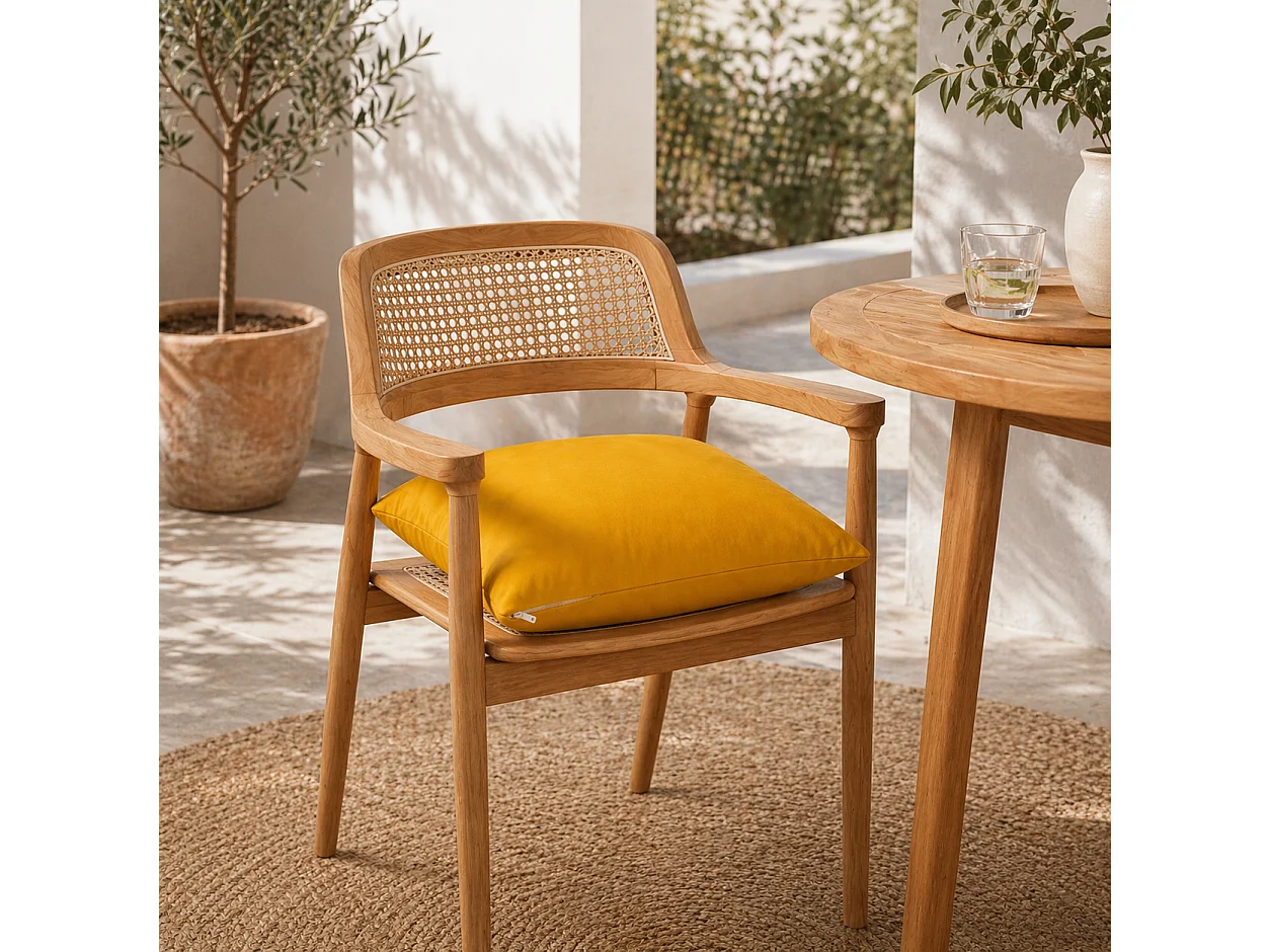 Tempo Style - Cuscino decorativo 45×45 cm Sfoderabile in poliestere – Giallo Ocra