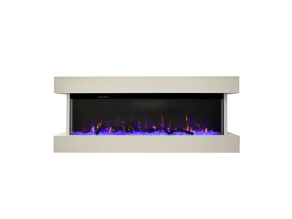 Tempo Style - Camino elettrico ALARO | Stufa ventilata a parete da incasso a basso consumo, con telecomando, timer, decorazioni (Bianco, 110cm)