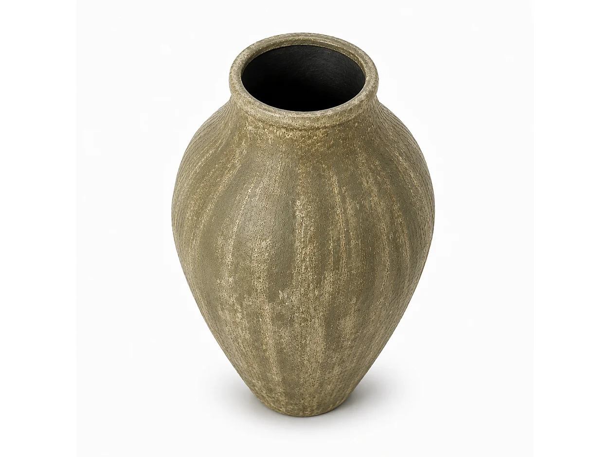 Tempo Style - Vaso ad Anfora Grande in Cemento Verde da Interno ed Esterno | Effetto Pietra per Giardino, Terrazzo e Ingresso | Ø 69 x 95 cm