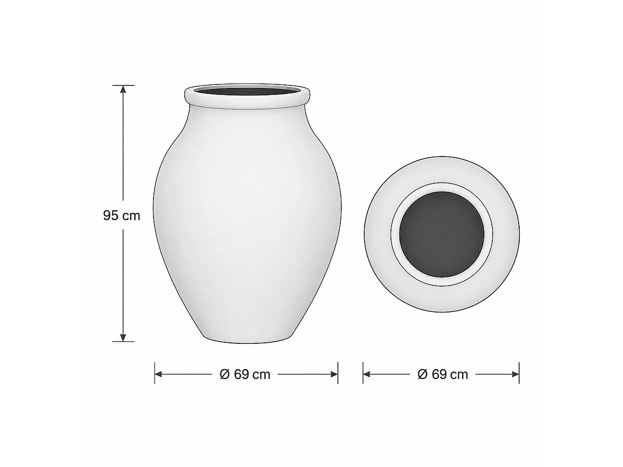 Tempo Style - Vaso ad Anfora Grande in Cemento Verde da Interno ed Esterno | Effetto Pietra per Giardino, Terrazzo e Ingresso | Ø 69 x 95 cm