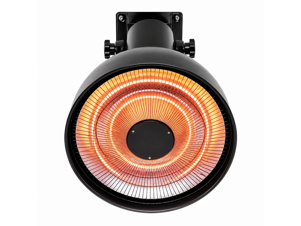 Tempo Style – Elektrischer Wand-Heizstrahler für den Außenbereich Vega 3000 W Schwarz | Schwenkbare Halogenlampe mit WLAN, Fernbedienung und Abdeckung, IPX4