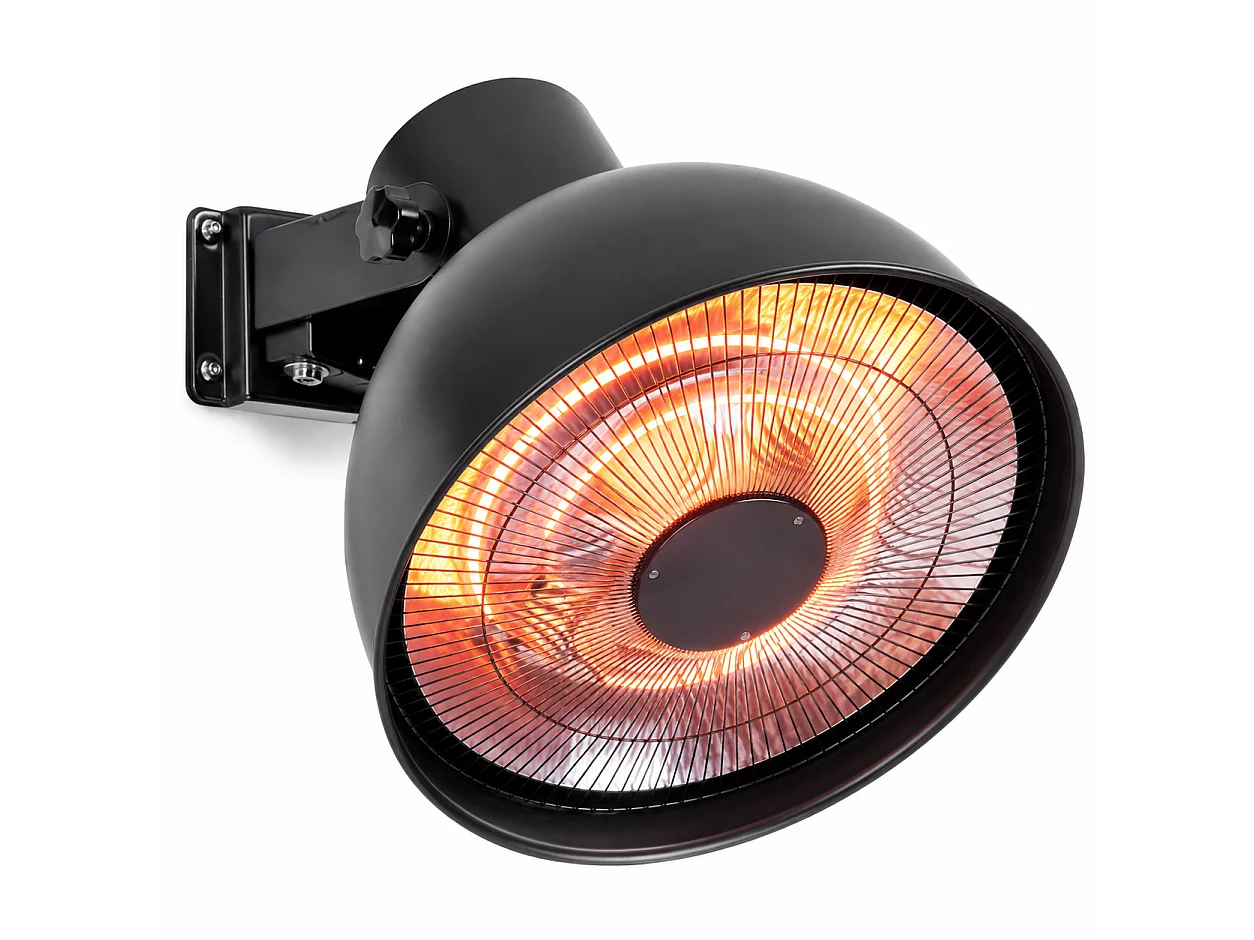 Tempo Style – Elektrischer Wand-Heizstrahler für den Außenbereich Vega 3000 W Schwarz | Schwenkbare Halogenlampe mit WLAN, Fernbedienung und Abdeckung, IPX4