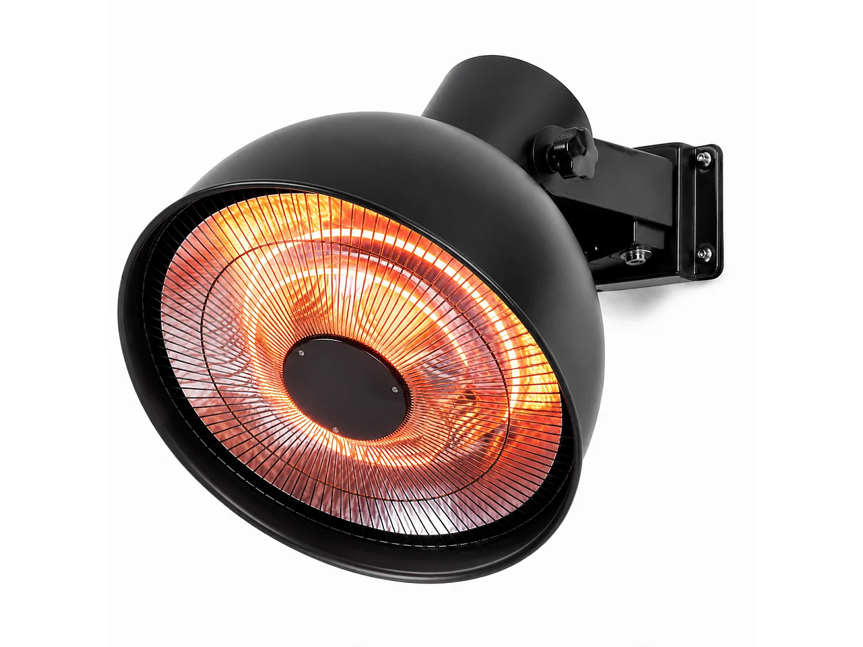 Tempo Style – Elektrischer Wand-Heizstrahler für den Außenbereich Vega 3000 W Schwarz | Schwenkbare Halogenlampe mit WLAN, Fernbedienung und Abdeckung, IPX4