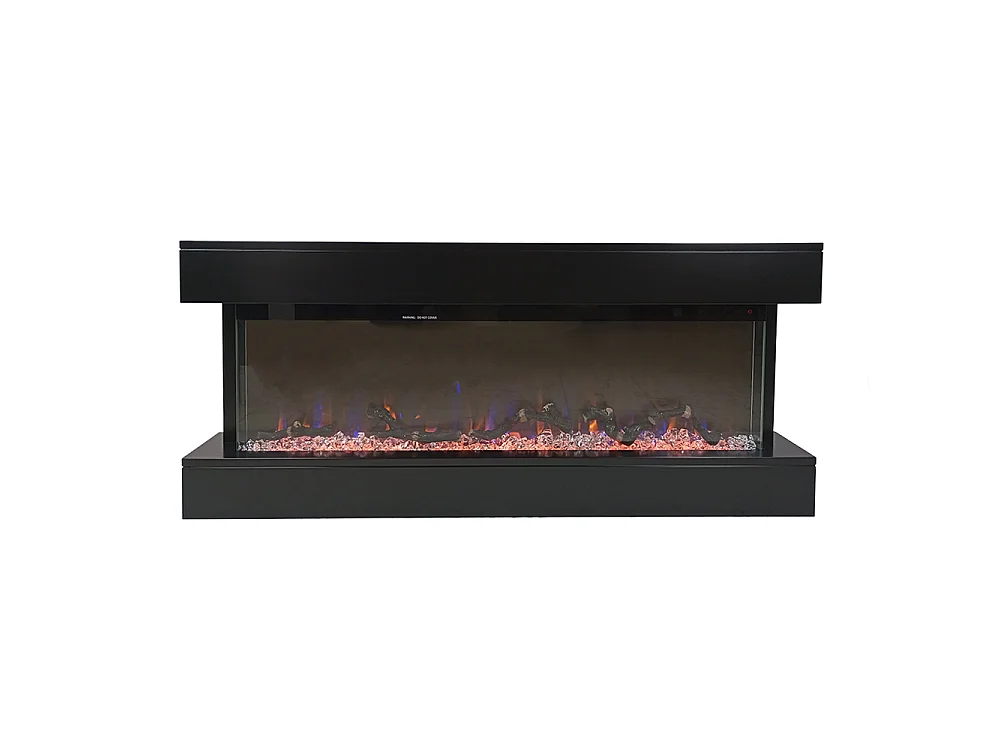 Tempo Style - Camino elettrico ALARO PLUS | Stufa ventilata a parete da incasso a basso consumo, con telecomando, timer, decorazioni (Nero, 128cm)
