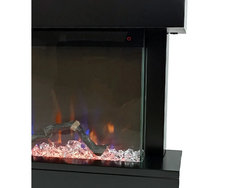 Tempo Style - Camino elettrico ALARO PLUS | Stufa ventilata a parete da incasso a basso consumo, con telecomando, timer, decorazioni (Nero, 128cm)