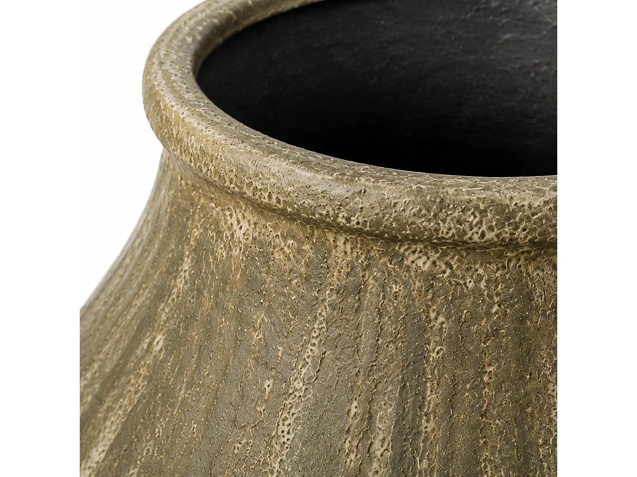 Tempo Style - Vaso ad Anfora Grande in Cemento Verde da Interno ed Esterno | Effetto Pietra per Giardino, Terrazzo e Ingresso | Ø 55 x 78 cm