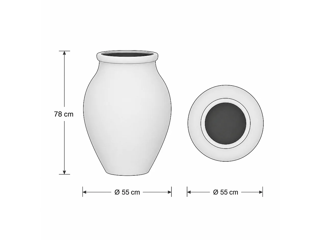 Tempo Style - Vaso ad Anfora Grande in Cemento Verde da Interno ed Esterno | Effetto Pietra per Giardino, Terrazzo e Ingresso | Ø 55 x 78 cm
