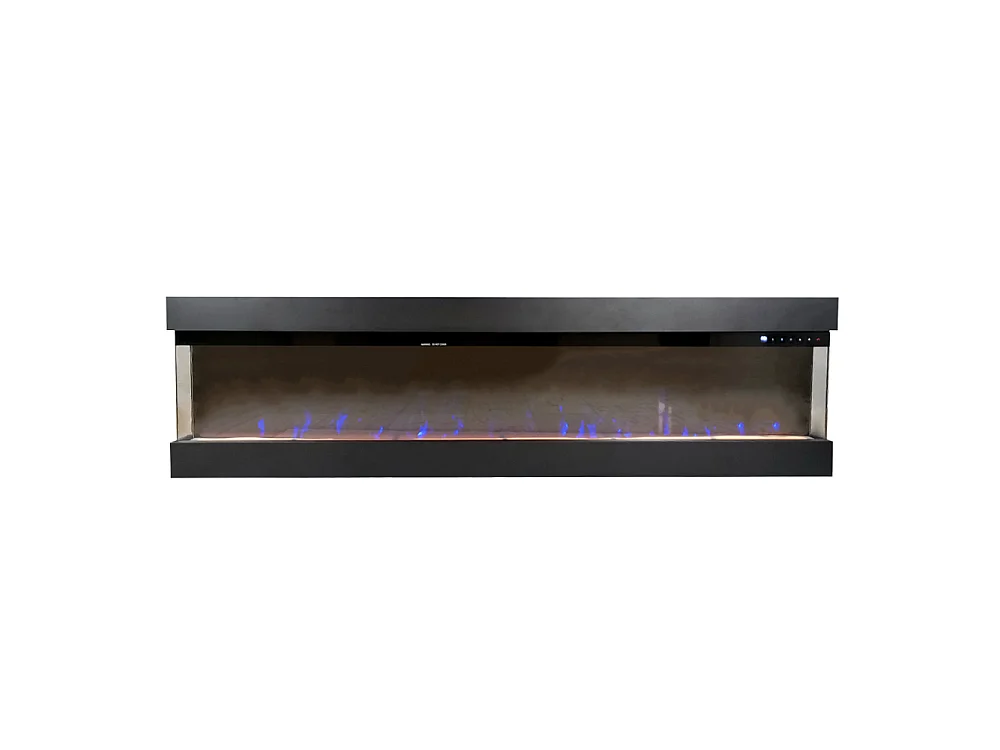 Tempo Style - Camino elettrico VELAR | Stufa ventilata a parete da incasso a basso consumo, con telecomando, timer, decorazioni (Nero, 182cm)