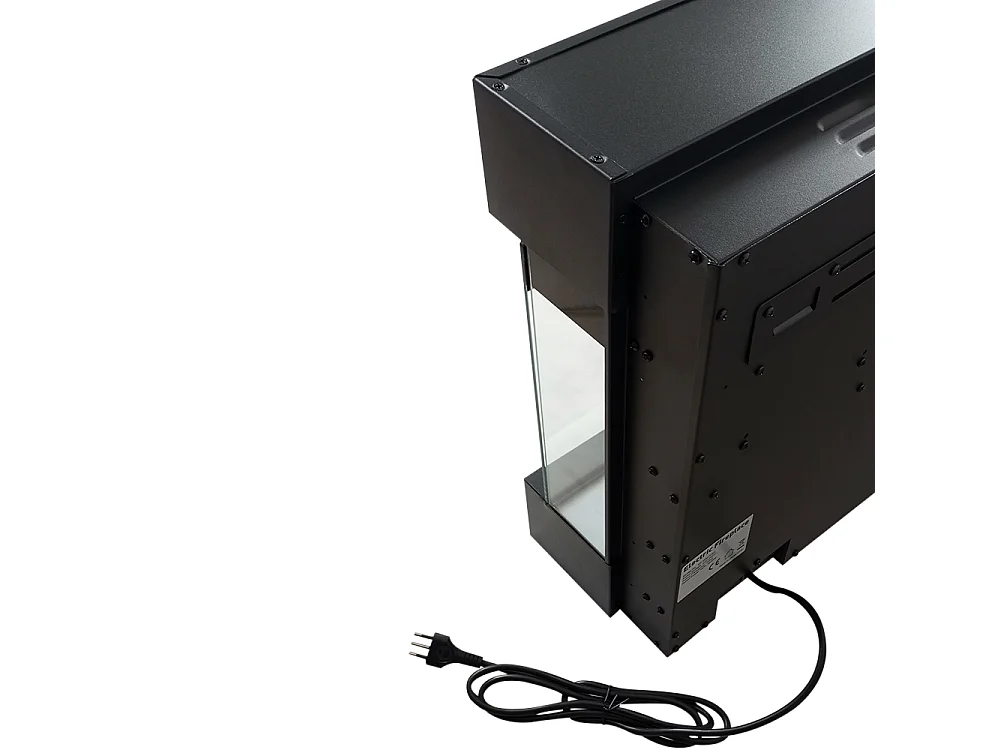 Tempo Style - Camino elettrico VELAR | Stufa ventilata a parete da incasso a basso consumo, con telecomando, timer, decorazioni (Nero, 182cm)