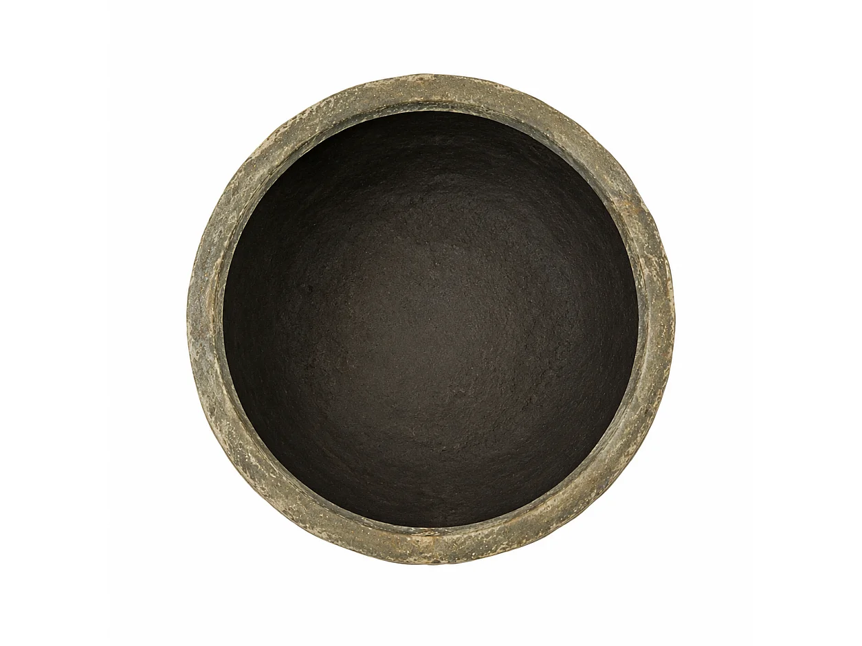 Tempo Style - Vaso Tondo Basso in Cemento Verde da Interno ed Esterno | Ciotola Grande Effetto Pietra per Giardino e Terrazzo | Ø 51,5 x 33 cm