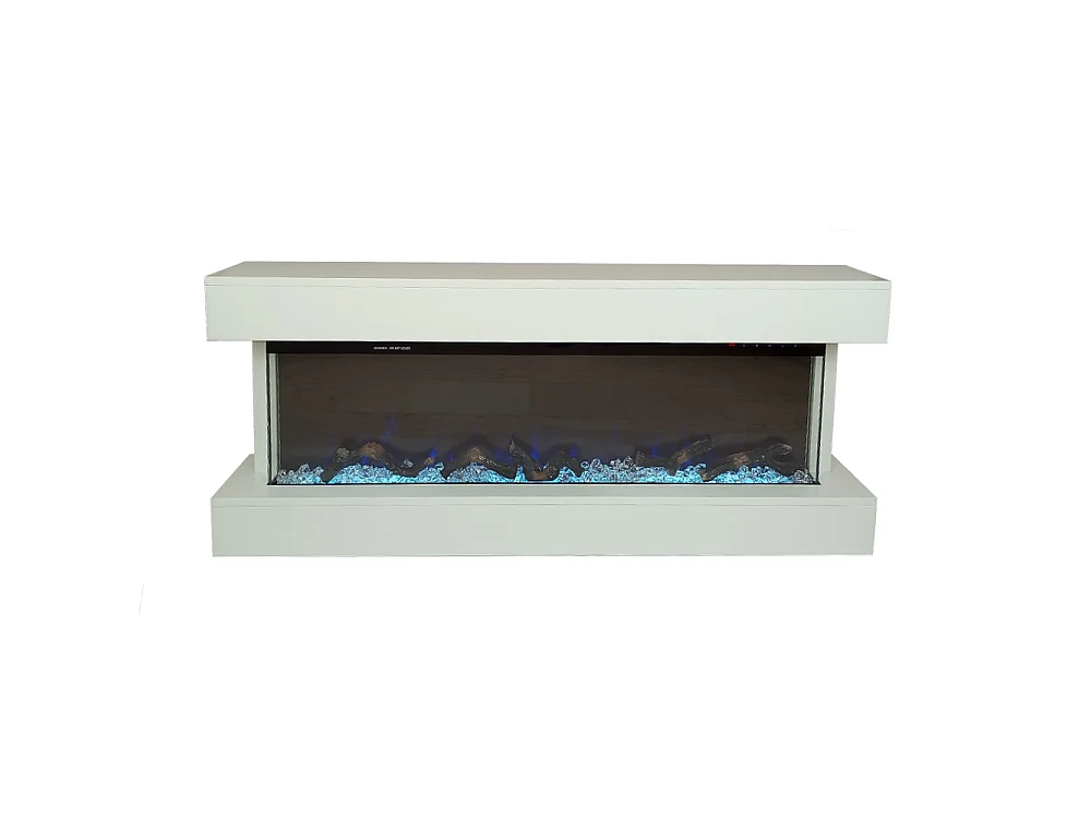 Tempo Style - Camino elettrico ALARO PLUS | Stufa ventilata a parete da incasso a basso consumo, con telecomando, timer, decorazioni (Bianco, 128cm)