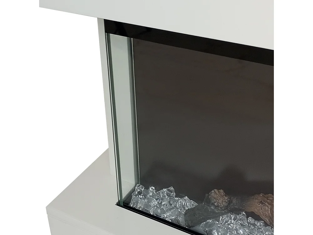 Tempo Style - Camino elettrico ALARO PLUS | Stufa ventilata a parete da incasso a basso consumo, con telecomando, timer, decorazioni (Bianco, 128cm)