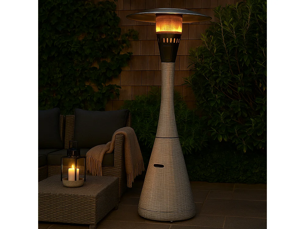 Tempo Style - Fungo riscaldante per esterno HABITAT Torba in polyrattan ed acciaio | 10kw per riscaldare fino a 50 m² | da 15 a 40h di funzionamento