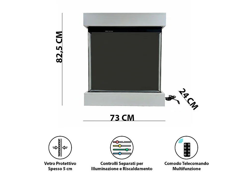 Tempo Style - Caminetto elettrico CALLIOPE Bianco con Cassa Bluetooth integrata | Effetto fuoco reale 750 - 1.500 W