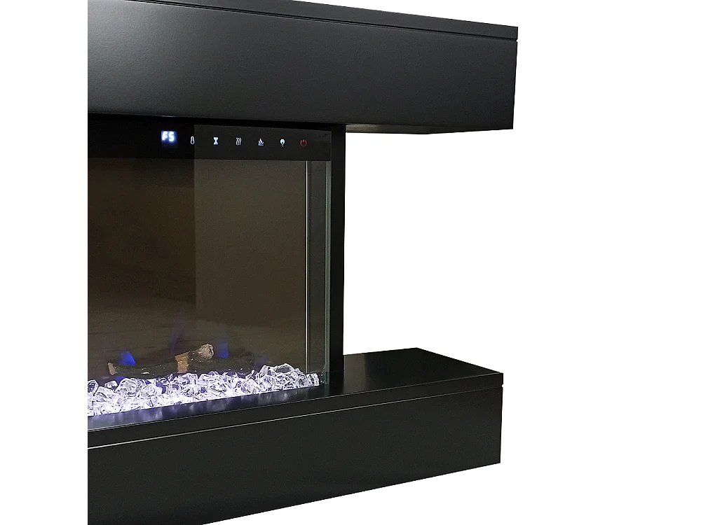 Tempo Style - Camino elettrico ALARO ULTRA+ | Stufa ventilata a parete da incasso a basso consumo, con telecomando, timer, decorazioni (Nero, 152cm)