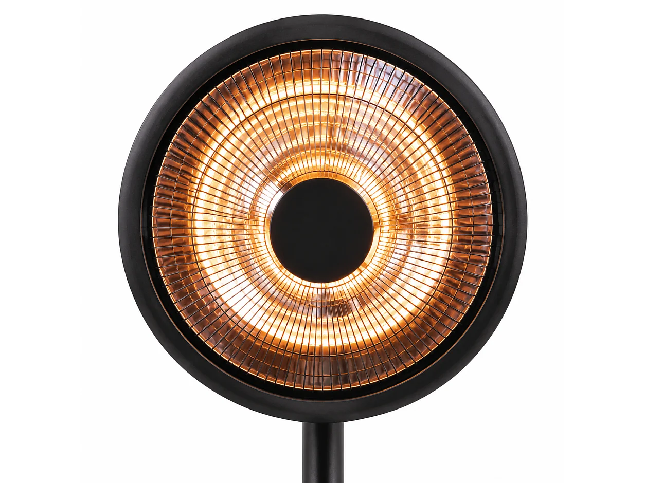 Tempo Style – Elektrischer, schwenkbarer Heizpilz für den Außenbereich „Cosmos“ (3000 W, Schwarz) | Halogenstrahler mit WLAN, Fernbedienung und Schutzhülle, IPX4 |