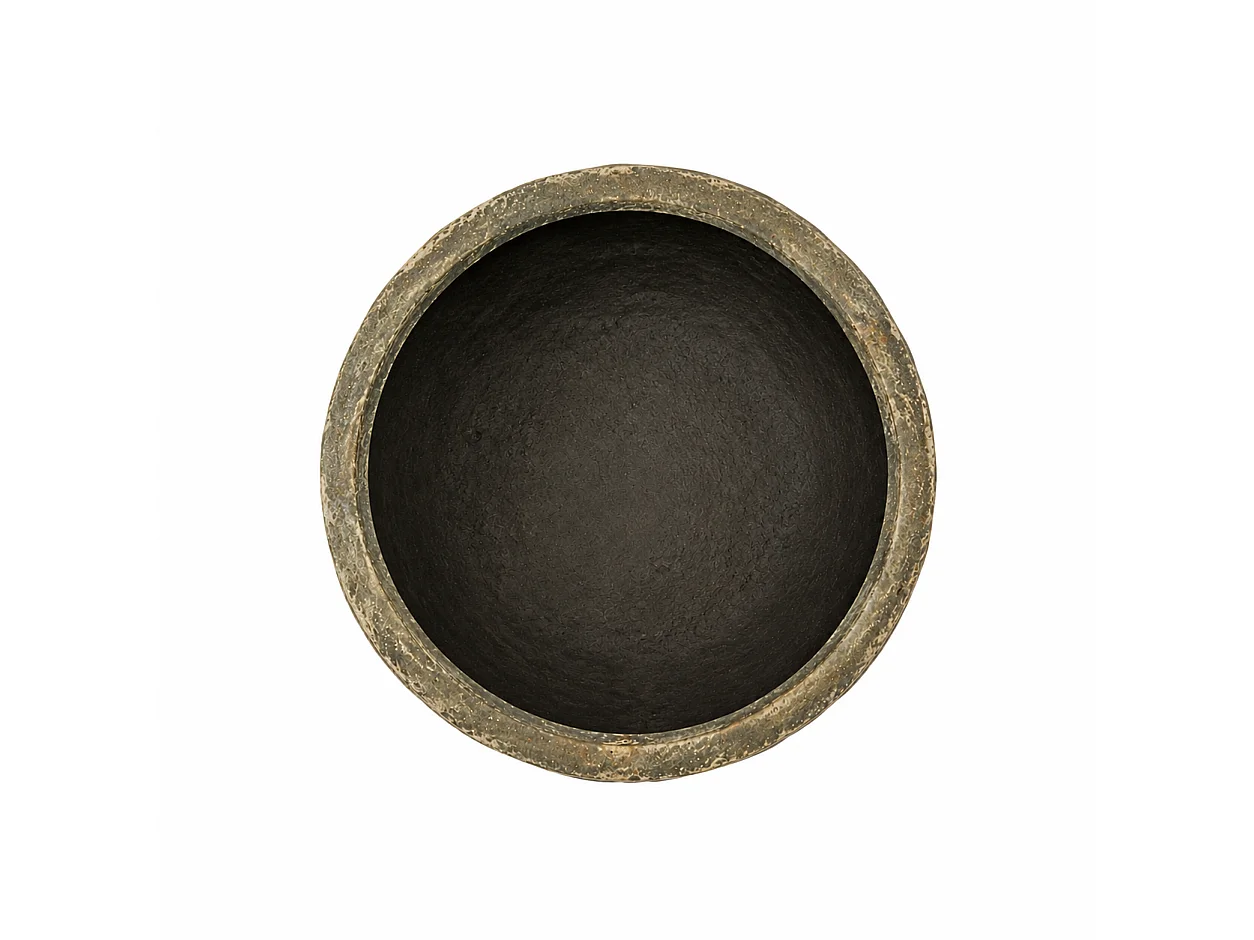 Tempo Style - Vaso Tondo Basso in Cemento Verde da Interno ed Esterno | Ciotola Effetto Pietra per Giardino e Terrazzo | Ø 41,5 x 27 cm