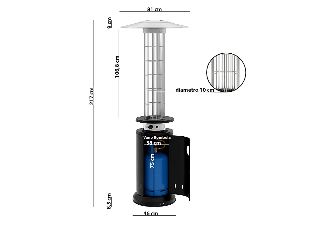 Tempo Style - Stufa a Gas Eclissi (13kW) | Stufa da esterno Nero