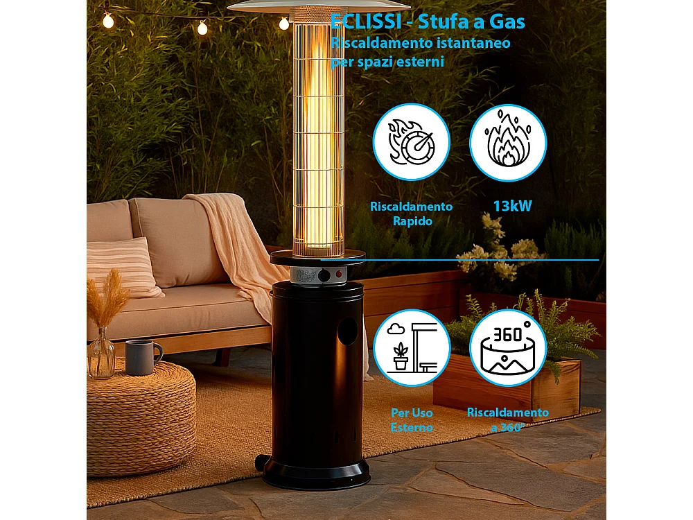 Tempo Style - Stufa a Gas Eclissi (13kW) | Stufa da esterno Nero