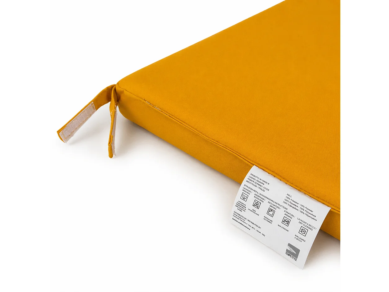 Tempo Style - Cuscino seduta per sedia 45x47cm con velcro in poliestere – Giallo Ocra