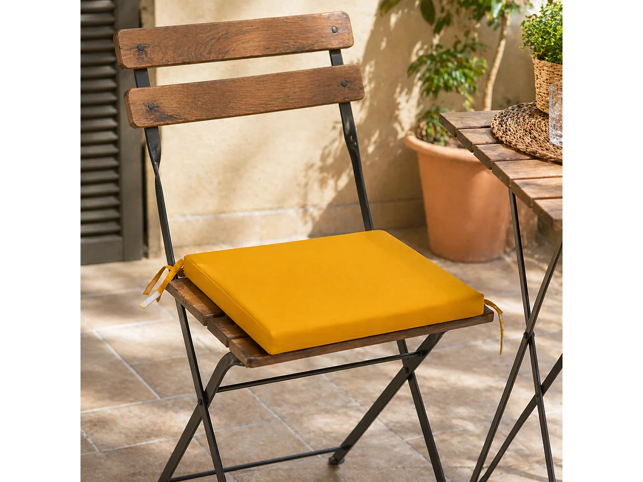 Tempo Style - Cuscino seduta per sedia 45x47cm con velcro in poliestere – Giallo Ocra