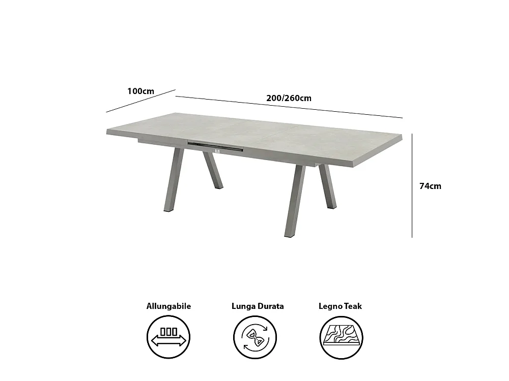 Tempo Style - Tavolo da pranzo allungabile Buda (6/8 posti) Grigio
