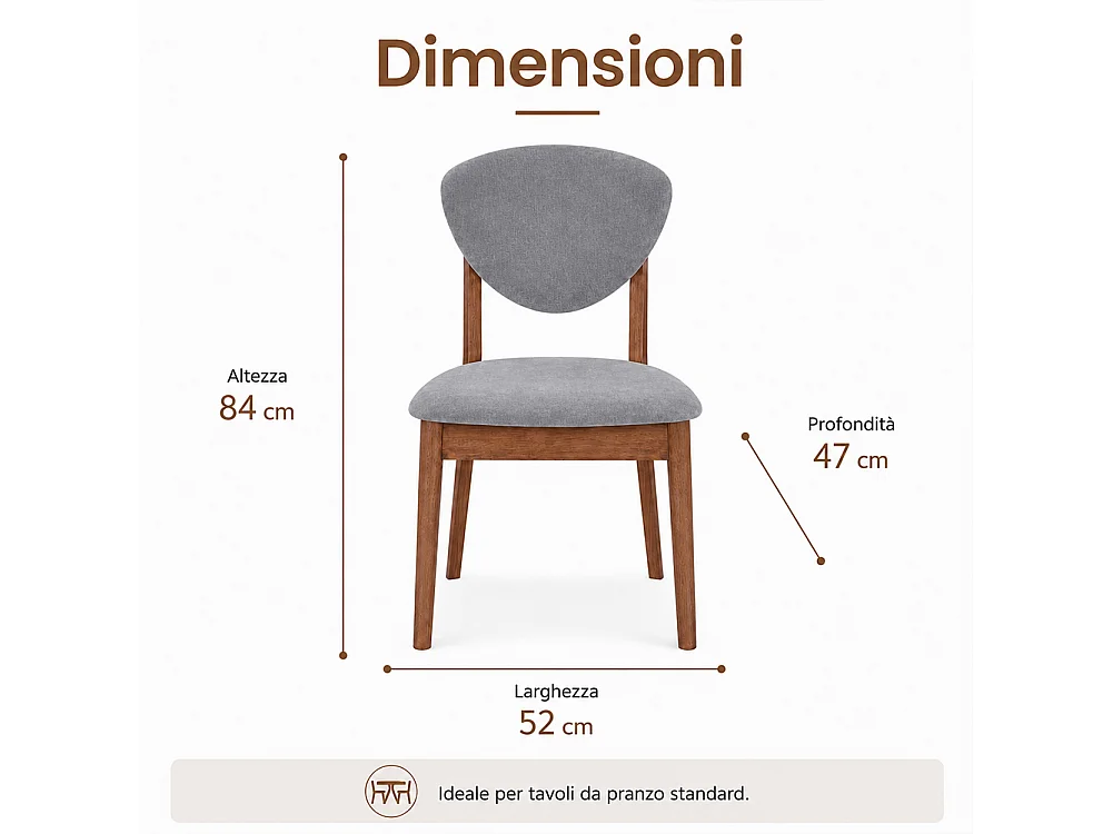 Set 2 Sedie da Pranzo in Legno Scuro Rivestimento in Tessuto Grigio 52x47x84 cm