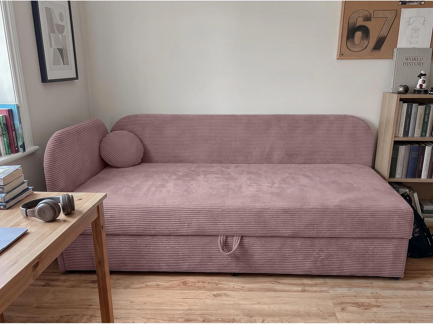 AX LIVING Nilda Tagesbett 90x200 cm mit Bettkasten – gepolstertes Einzelbett & Jugendbett in Rosa