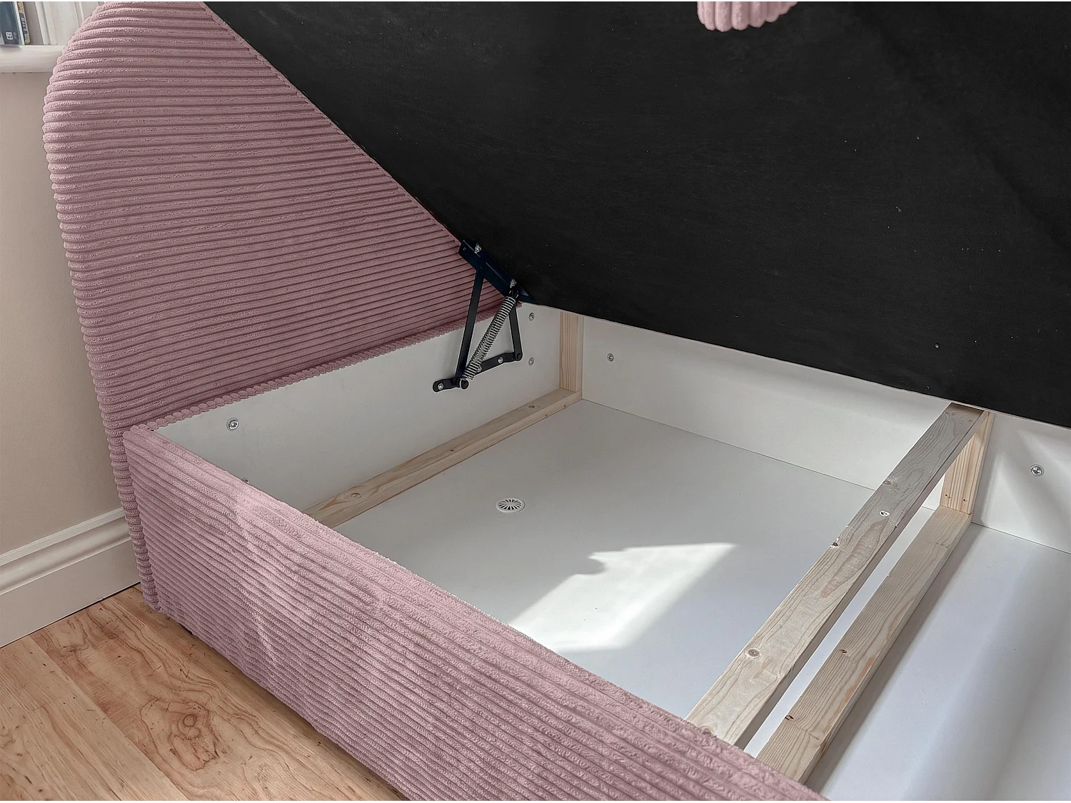 AX LIVING Nilda Tagesbett 90x200 cm mit Bettkasten – gepolstertes Einzelbett & Jugendbett in Rosa