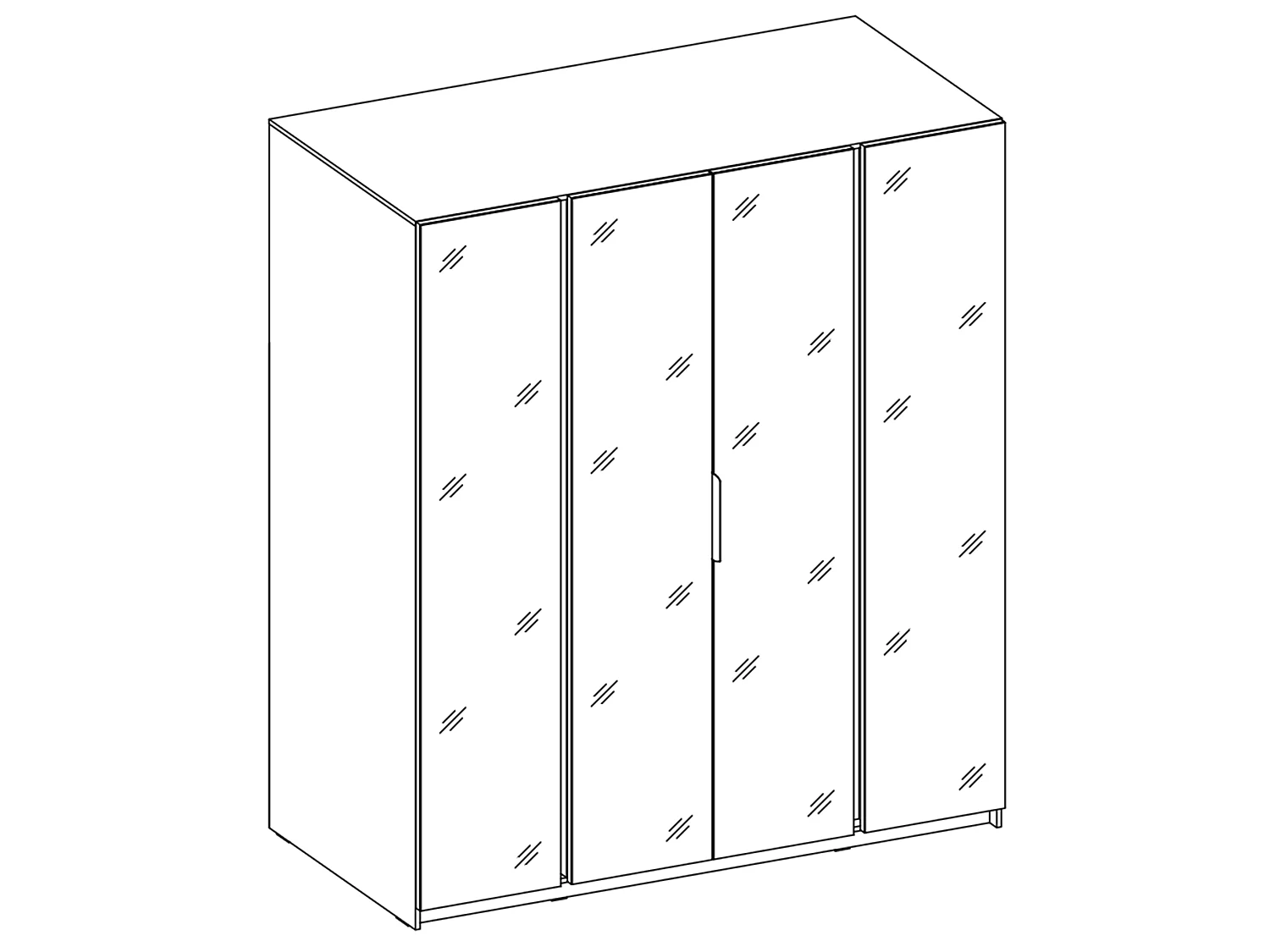 AX LIVING Armoire Nehir 200 cm noir/chêne Evoke, 4 miroirs