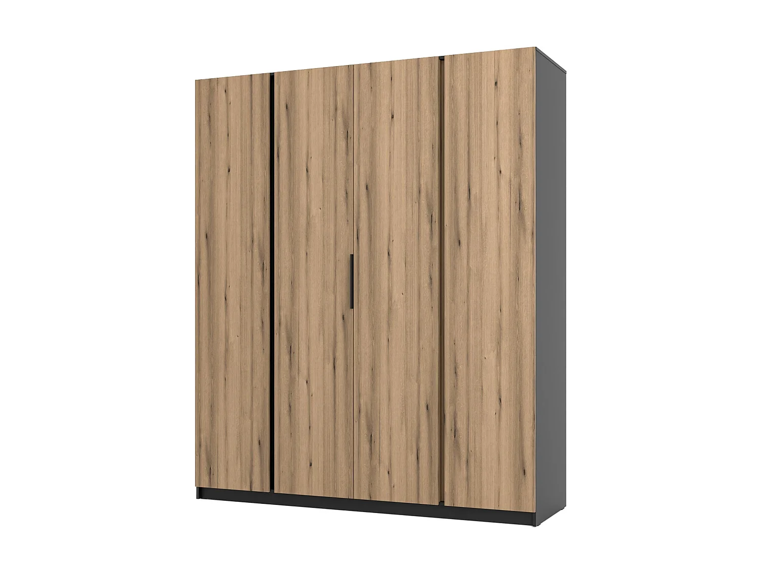 AX LIVING Nehir Kleiderschrank 200 cm Schwarz/Eiche Evoke, 4 Türen