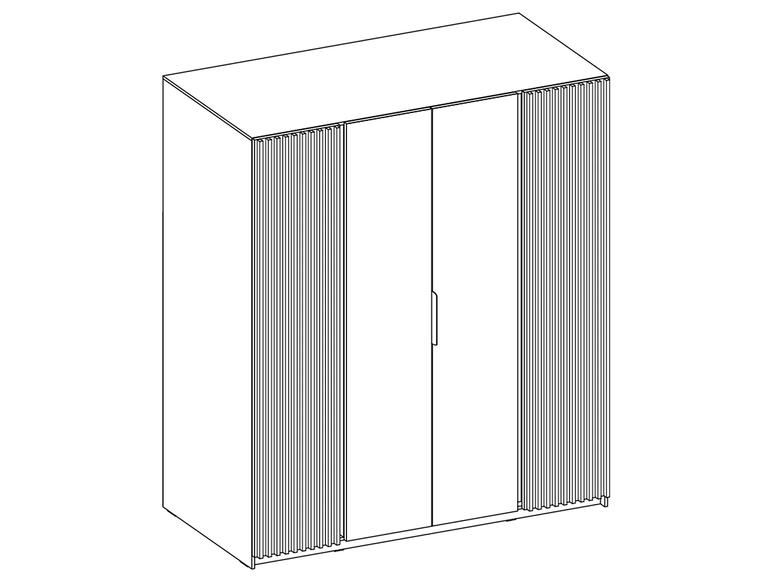 AX LIVING Armoire Nehir 200 cm caisson chêne Evoke, façades chêne Evoke/noir, 2 portes à lattes latérales