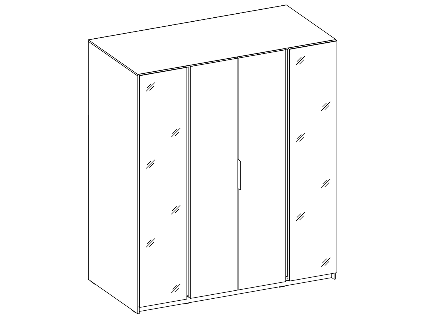 AX LIVING Nehir Kleiderschrank 200 cm Eiche Evoke, 2 Spiegel außen