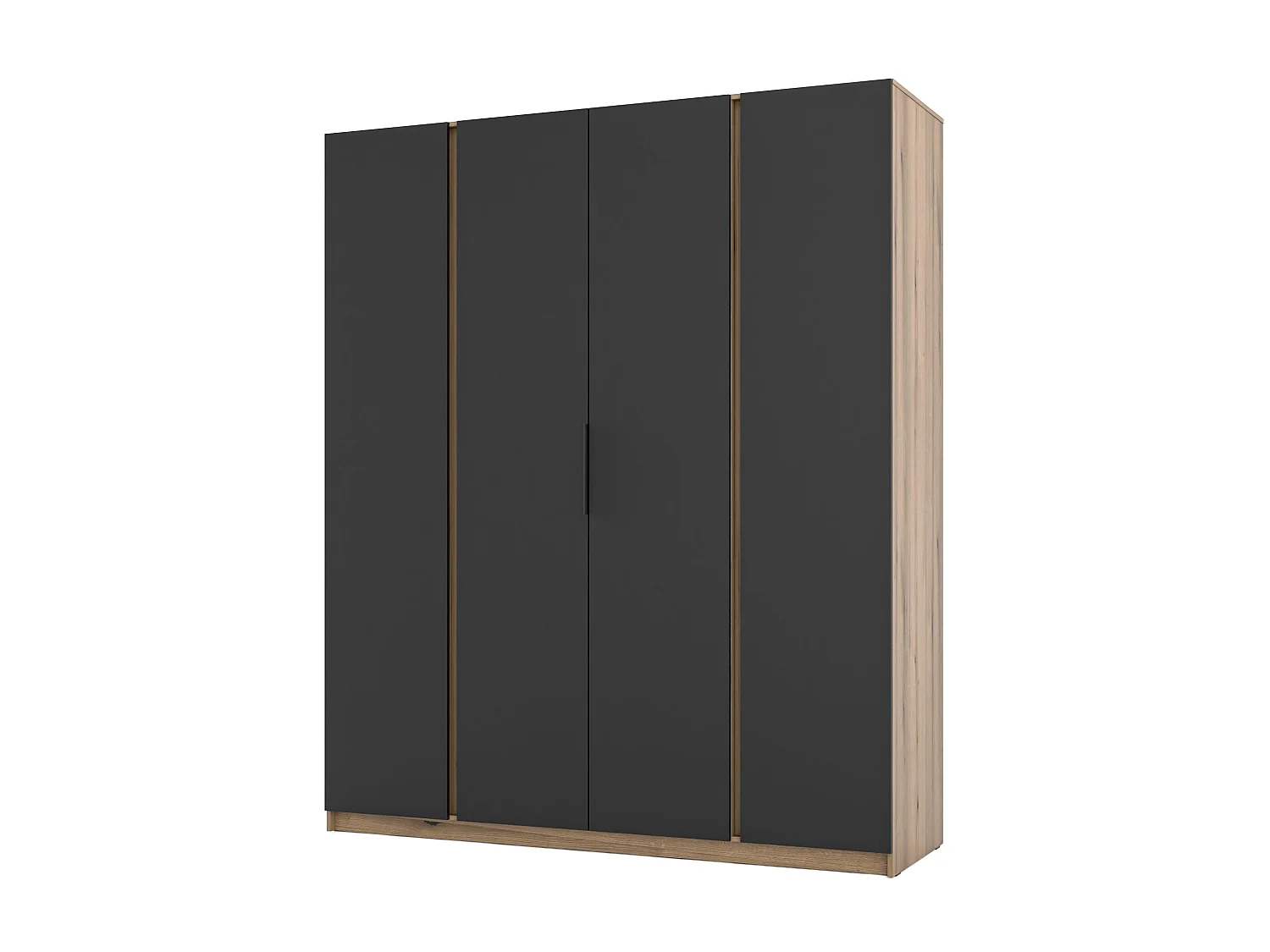 AX LIVING Nehir Kleiderschrank 200 cm Eiche Evoke/Schwarz, 4 Türen