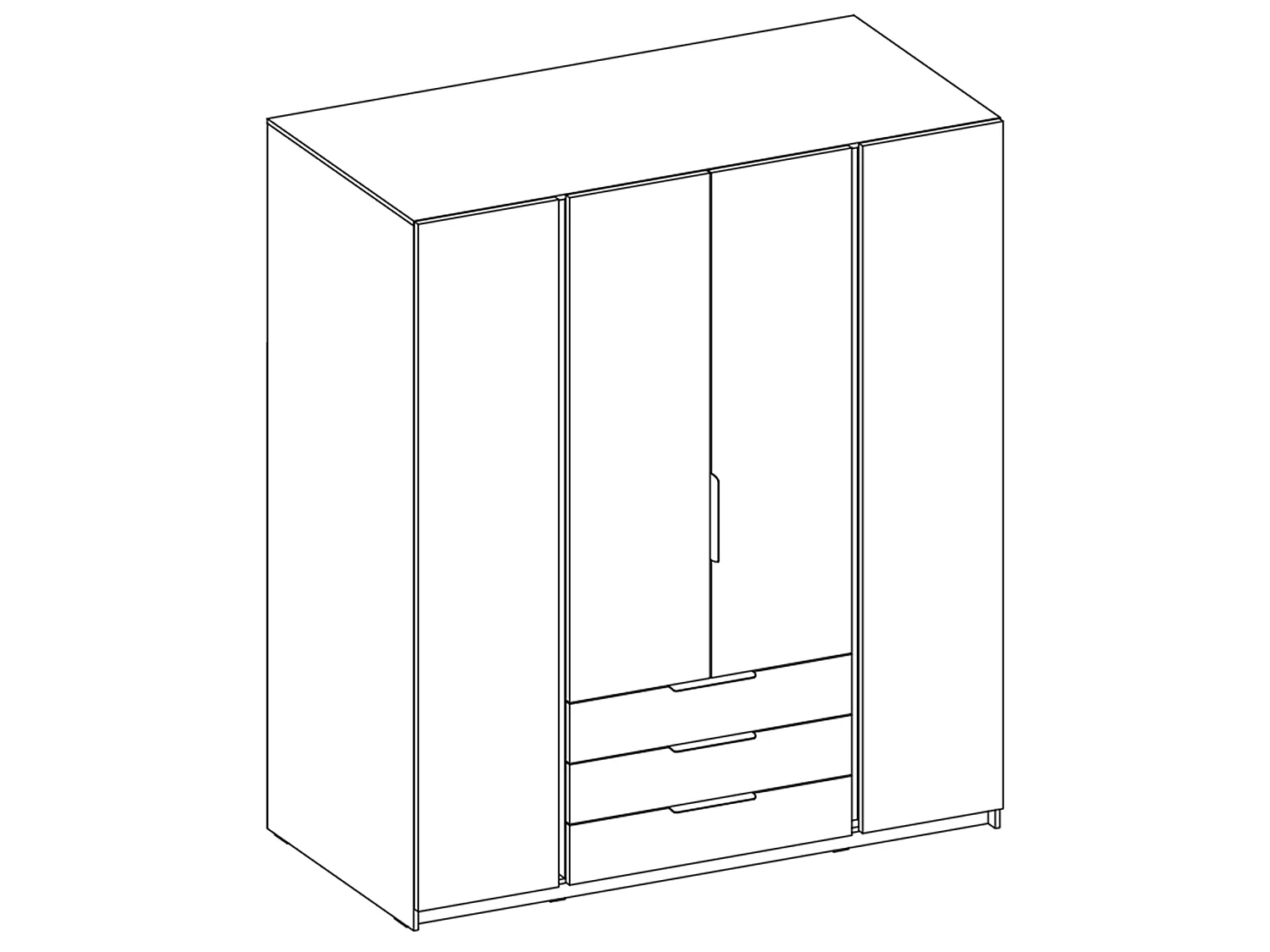 AX LIVING Nehir Kleiderschrank 200 cm Schwarz/Eiche Evoke, 4 Türen, 3 Schubladen