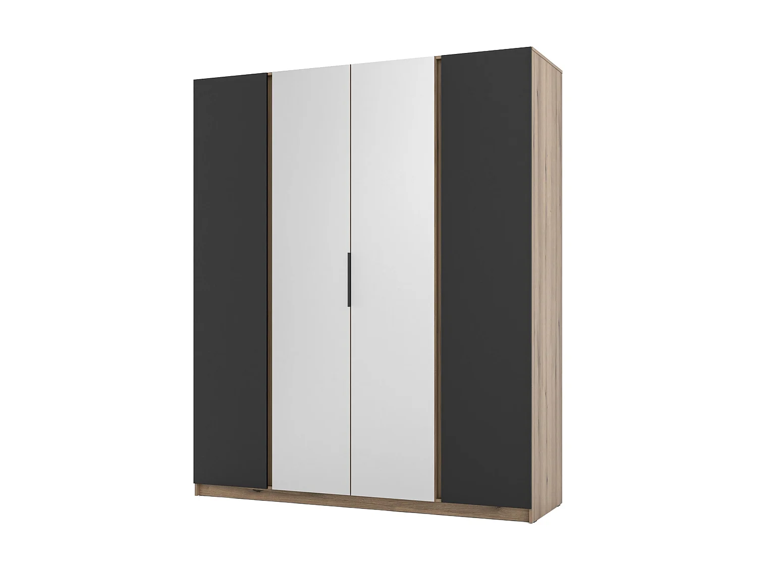 AX LIVING Armoire Nehir 200 cm chêne Evoke/noir, 2 miroirs centraux