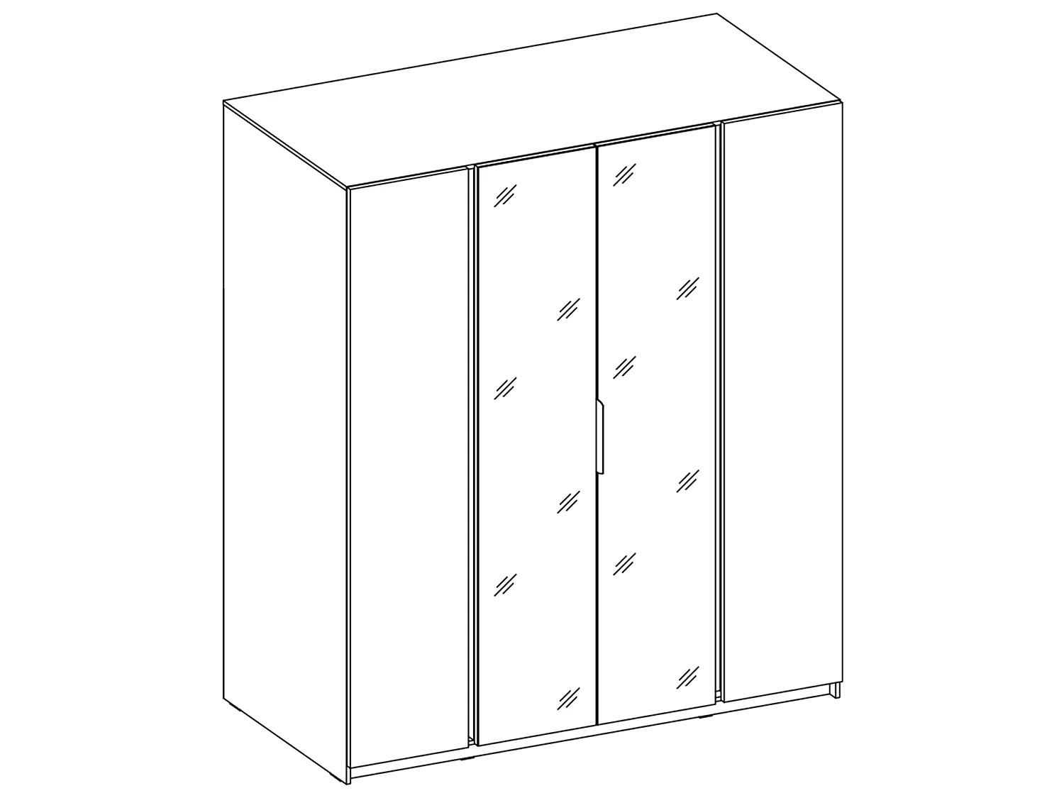 AX LIVING Armoire Nehir 200 cm chêne Evoke/noir, 2 miroirs centraux