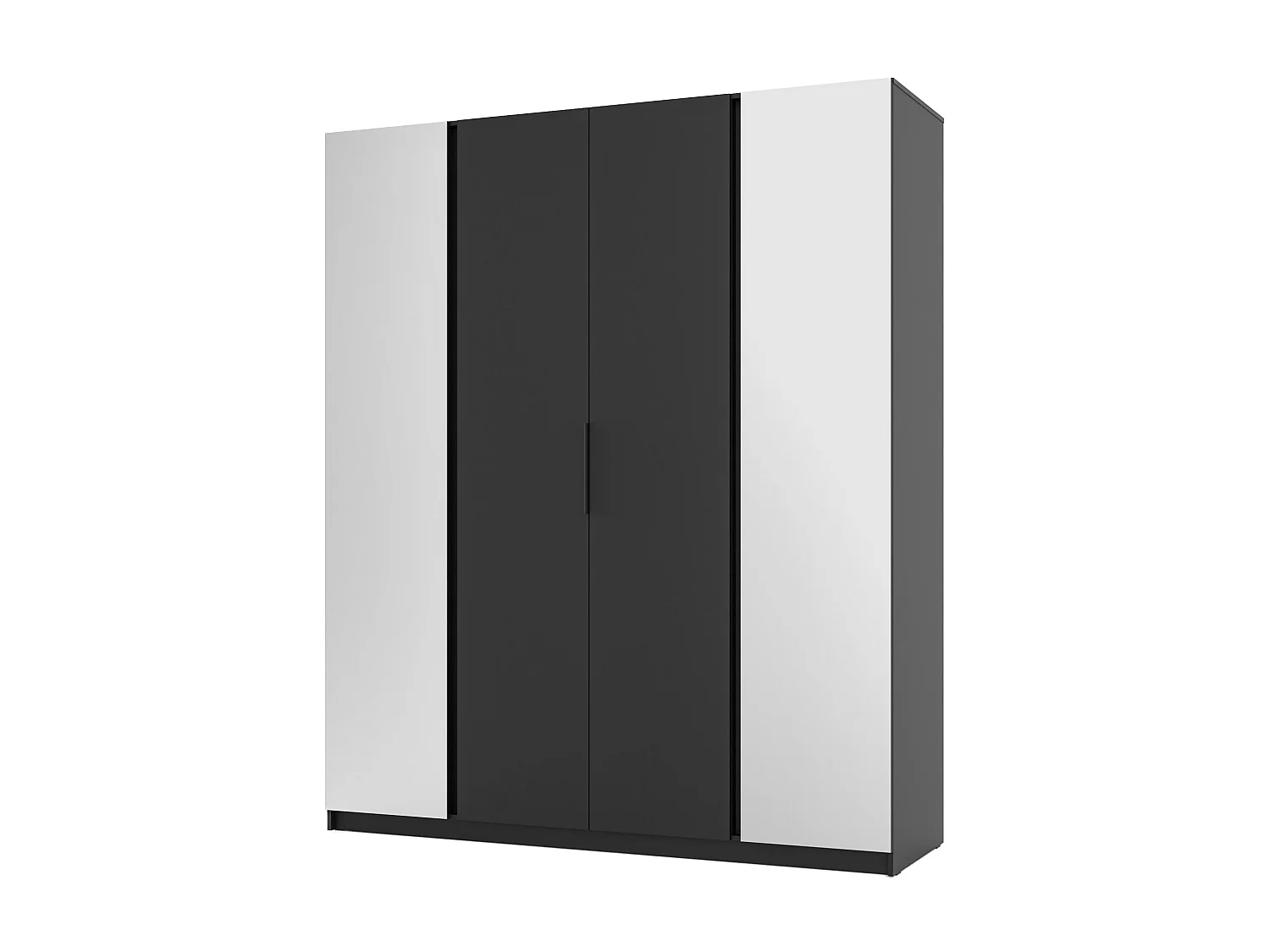 AX LIVING Armoire Nehir 200 cm noir, 2 miroirs latéraux