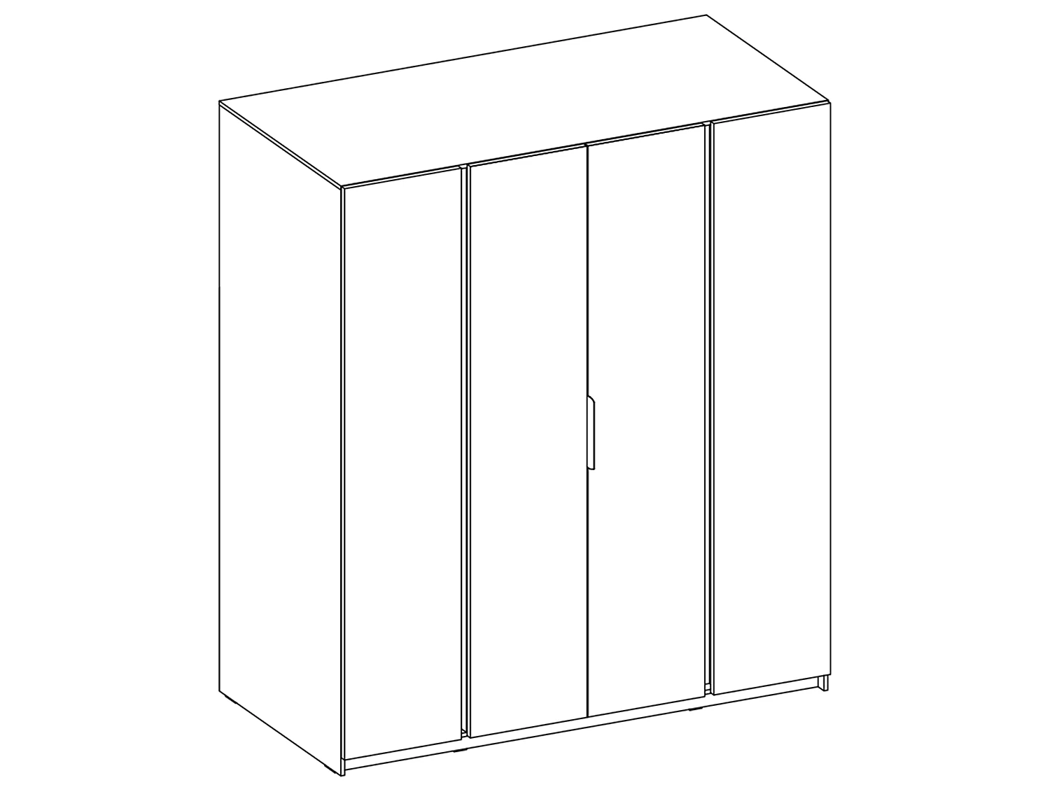 AX LIVING Armoire Nehir 200 cm noir, 4 portes