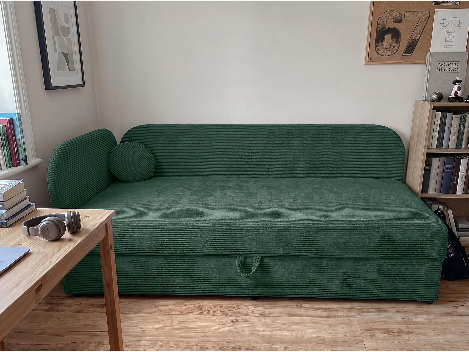 AX LIVING Nilda Tagesbett 90x200 cm mit Bettkasten – gepolstertes Einzelbett & Jugendbett in Dunkelgrün