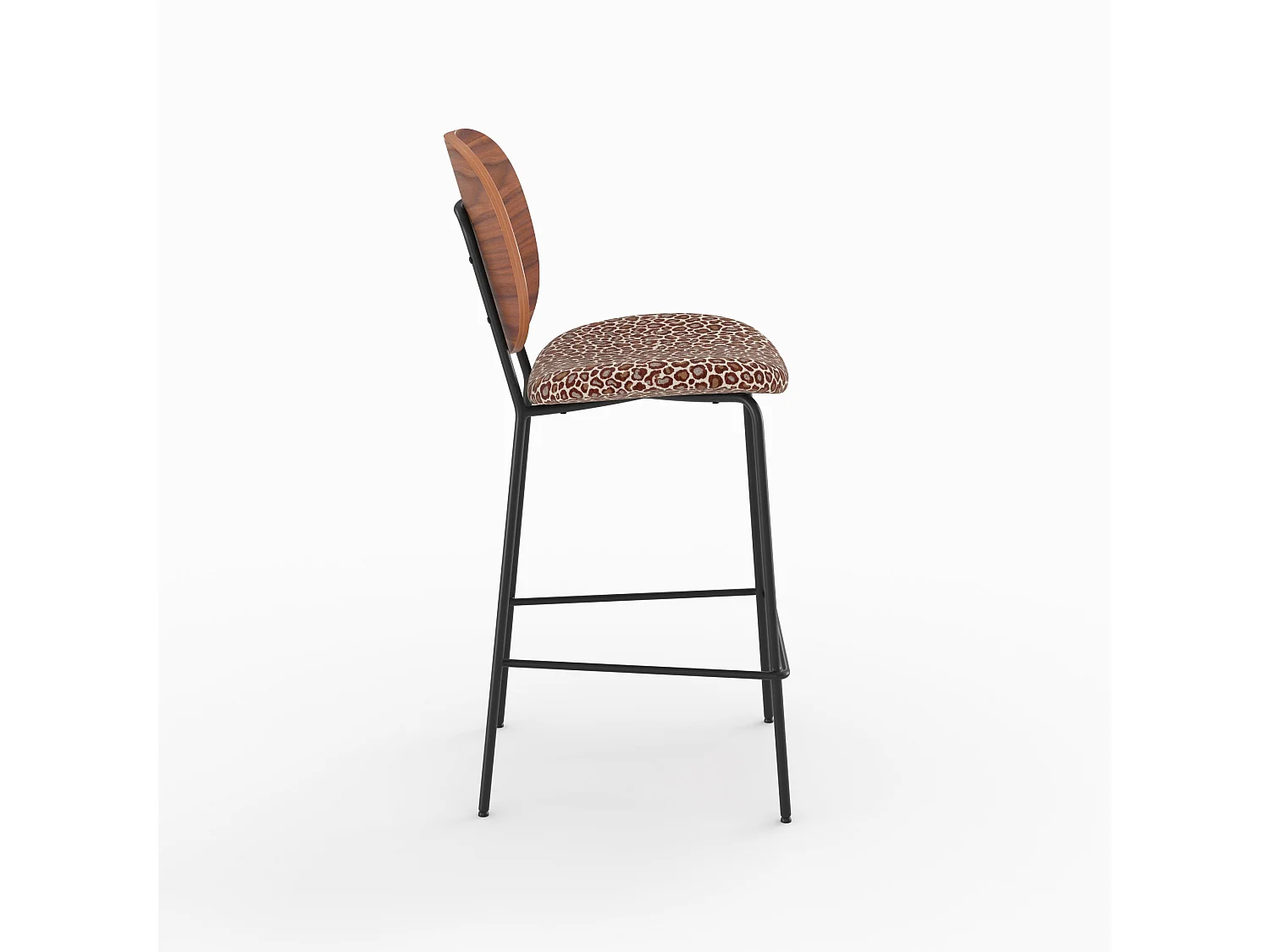 2er Set Barstühle aus Bordeaux-Leopardenstoff für Insel, 65,5 cm - Simone