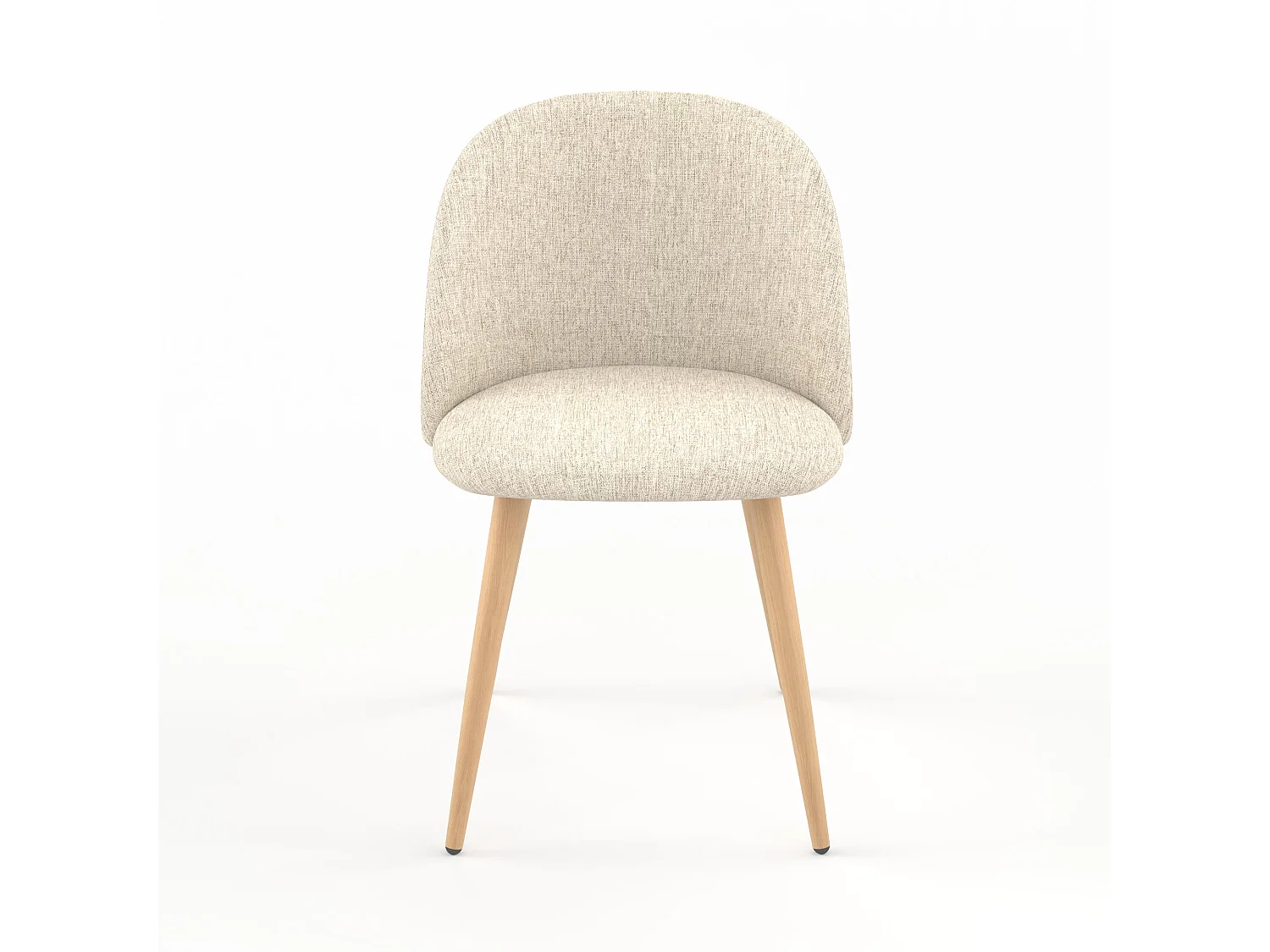 Set di 2 sedie in tessuto greige e gambe in metallo effetto legno - Cozy